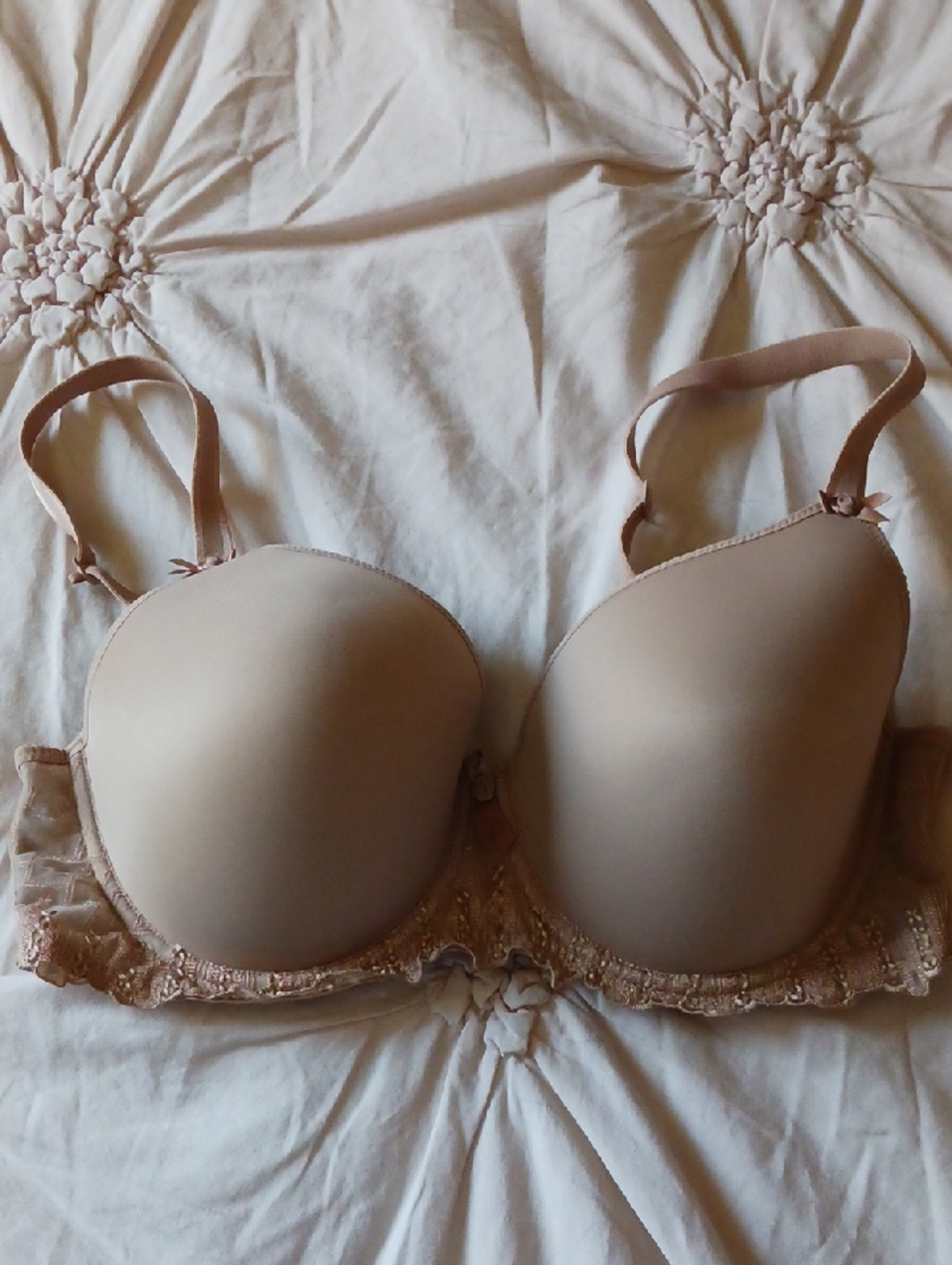 Nude T-Shirt Bra with Lace Trim - Women Intimates 36DD